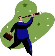 man looking through telescope