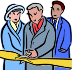 politician cutting ribbon