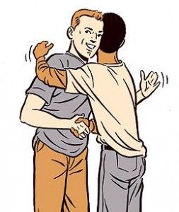 men hugging